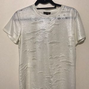 rowley shimmer cream/white tee- small